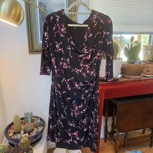 Ralph Lauren Black Floral Long Sleeve Dress